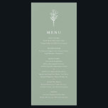 Menu Bouquet floral minimaliste Sage Mariage vert<br><div class="desc">Carte de menu mariage minimaliste personnalisable. Il dispose d'un bouquet floral moderne et vert sauge. Personnalisez en ajoutant la date et le choix du repas. Cette carte minimaliste à fleurs conviendra parfaitement aux mariages,  aux baby showers,  aux douches nuptiales,  aux anniversaires et bien plus encore.</div>