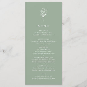 Menu Bouquet floral minimaliste Sage Mariage vert