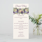 Menu Bouquet-Mariage de fleurs pourpres - Aquarelle (Debout devant)