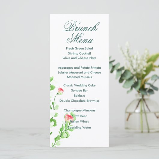 Menu Bouquet Rose Aquarelle (Debout devant)