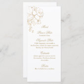 Menu bouquet rose couleur or (Devant / Derrière)