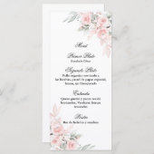 Menu bouquet rose pour quinceañera (Devant / Derrière)