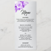 Menu Bouquet rose violet Mariage d'argent brillant (Devant)