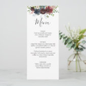 Menu Bourgogne en Blue Floral Wedding (Staand voorkant)