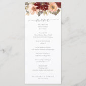 Menu Bourgogne en peach Floral Wedding (Voorkant)