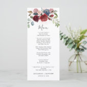 Menu Bourgogne Floral Dusty Blue Botanical Mariage (Debout devant)