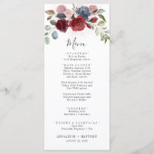 Menu Bourgogne Floral Dusty Blue Botanical Mariage (Devant)