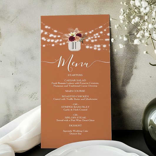 Menu Bourgogne Floral Russe Mariage