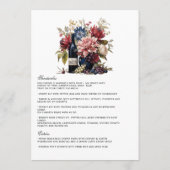 Menu Bourgogne, Marine & Blush Vin Dégustation Florale  (Dos)