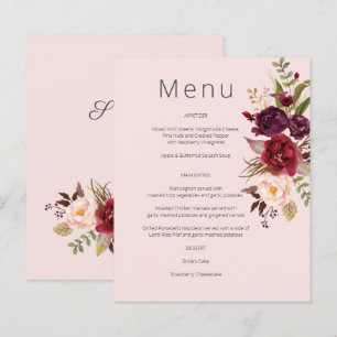 Menu Bourgogne Marsala & Floral Rose Menu- Rose 1