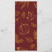 Menu Bourgogne Merci Citrouilles et Feuilles Thanksgivi (Dos)