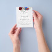 Menu Bourgogne Red en Navy Blue Wedding (Hand)