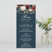 Menu Bourgogne rustique Bleu marine & Fleurs  rouges  & (Debout devant)