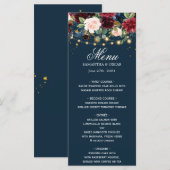 Menu Bourgogne rustique Bleu marine & Fleurs rouges & L (Devant / Derrière)