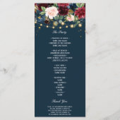 Menu Bourgogne rustique, fleurs et lumières bleues et r (Dos)