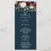 Menu Bourgogne rustique, fleurs et lumières bleues et r (Devant)