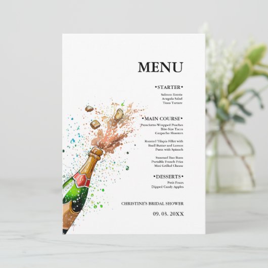 Menu Bouteille de champagne Soirée nuptiale (Debout devant)