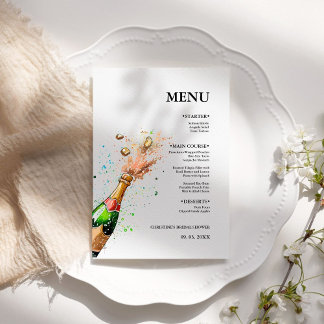 Menu Bouteille de champagne Soirée nuptiale