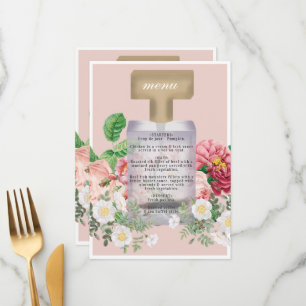 Menu Bouteille de parfum rose pâle Fête des mariées flo