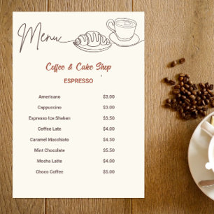 Menu Boutique Café & Gâteaux