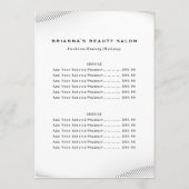 Menu Boutique de luxe Boutique Business Price List (Dos)