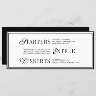 Menu Bow Classic Old Money Black  & White Wedding