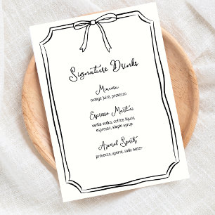Menu Bow Coquette Chic Signature Boissons