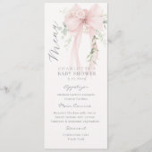 Menu Bow Elegant Greenery Neutral Baby Shower (Devant)
