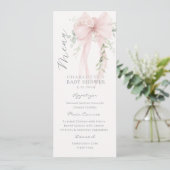 Menu Bow Elegant Greenery Neutral Baby Shower (Debout devant)