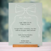 Menu Bow Sage Green Mariage Bar Drink (Neutre)