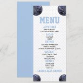 Menu Bowling Ball Sports Blue Baby shower (Devant / Derrière)