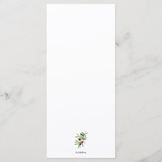 Menu Branche de olivier à l'aquarelle (Dos)