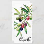 Menu Branche de olivier à l'aquarelle (Devant / Derrière)