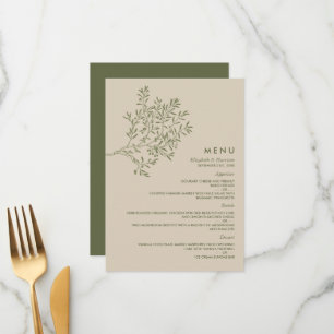 Menu Branche d'olivier, Mariage rustique et minimaliste