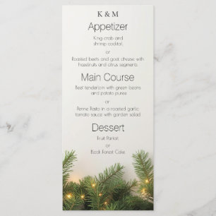 Menu Branches de pin et lumières de Noël Élégant dîner