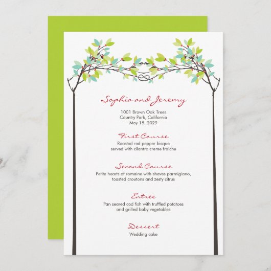 Menu Branches nouées Feuille de printemps Love Trees Ma (Devant / Derrière)