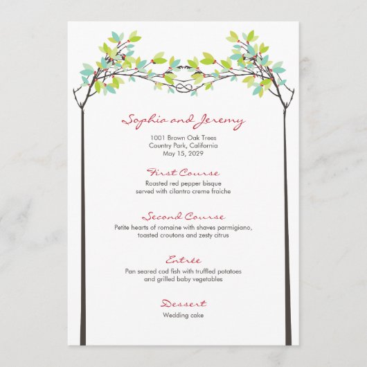 Menu Branches nouées Feuille de printemps Love Trees Ma (Devant)