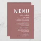 Menu Brandy rose pâle moderne rose simple Mariage (Devant / Derrière)