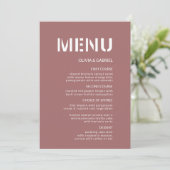 Menu Brandy rose pâle moderne rose simple Mariage (Debout devant)