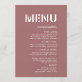 Menu Brandy rose pâle moderne rose simple Mariage (Devant)