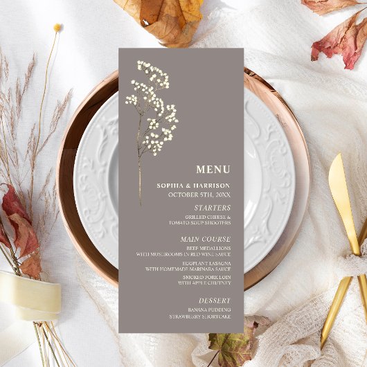 Menu Breath Wedding Menu Gypsophila Amethyst Baby