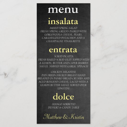 Menu BRIDE & CO M. Et Mme Chalkboard Party (Devant)