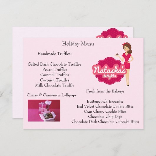 Menu briefkaart (Voorkant / Achterkant)