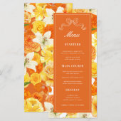 Menu Bright Citrus Yellow Orange Bridal Shower Wedding (Devant / Derrière)