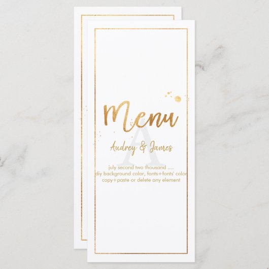 Menu Brillant/Faux Or/Écriture Manuscrite PixDezin (Devant / Derrière)