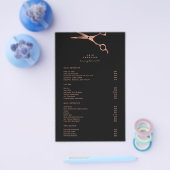 Menu brochure zwarte haarSalon Copper Price List (Enkel)