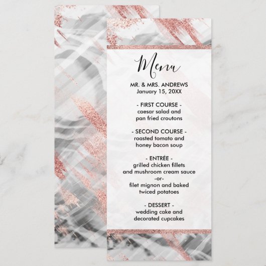 Menu Brochures blanches noires Roses modernes (Devant / Derrière)