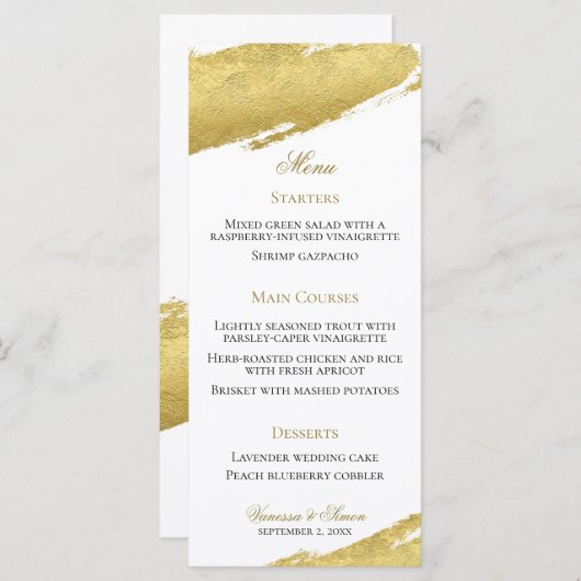 Menu Brosse en feuille d'or trait élégant mariage moder (Devant / Derrière)