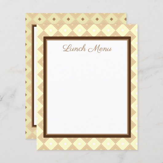 Menu Brown Déjeuner et dîner en Diamond Design (Devant / Derrière)