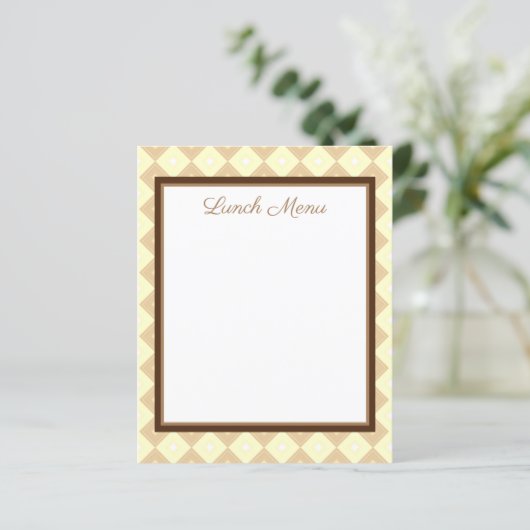 Menu Brown Déjeuner et dîner en Diamond Design (Debout devant)